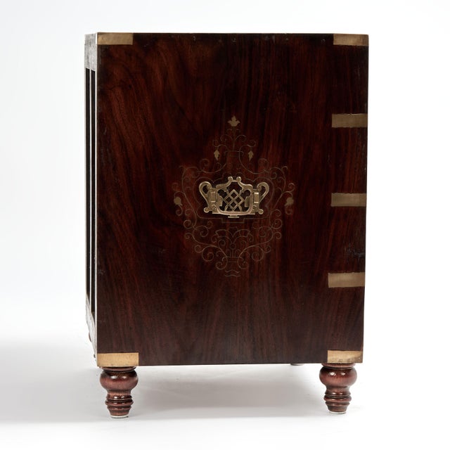 Vintage Pair of Anglo Indian Campaign Style Inlaid Rosewood Stands For Sale - Image 15 of 16