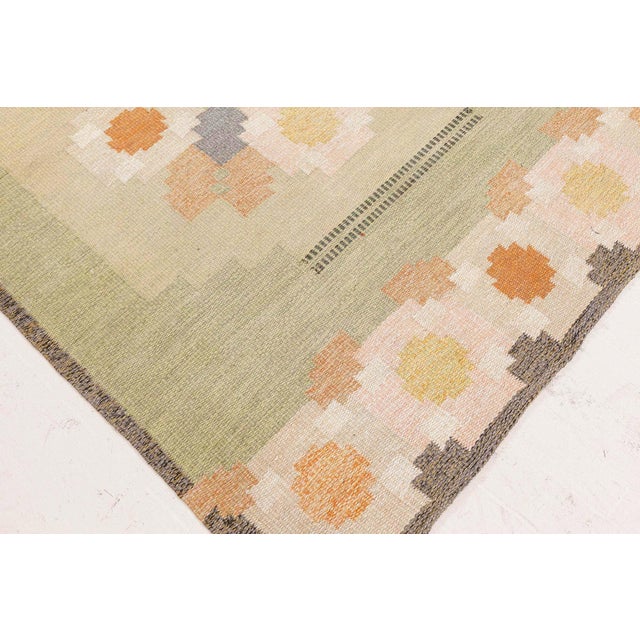 Textile Doris Leslie Blau Vintage Swedish Flat Woven Rug by Ingegerd Silow For Sale - Image 7 of 9