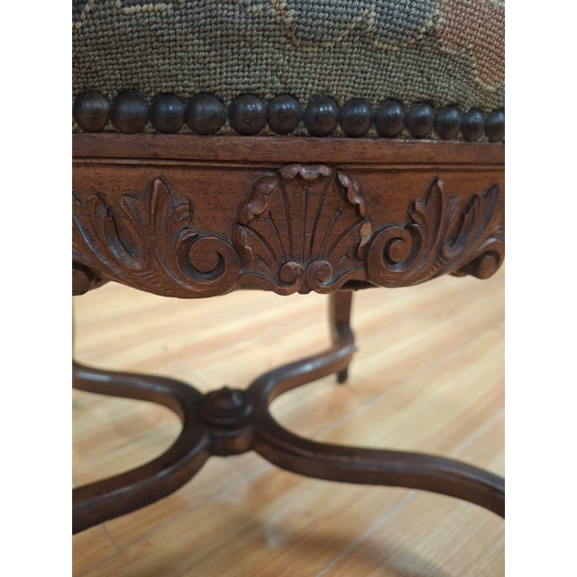 Pair of Antique Louis XIV Style, Needlepoint-Upholstered Side Chairs For Sale - Image 14 of 17