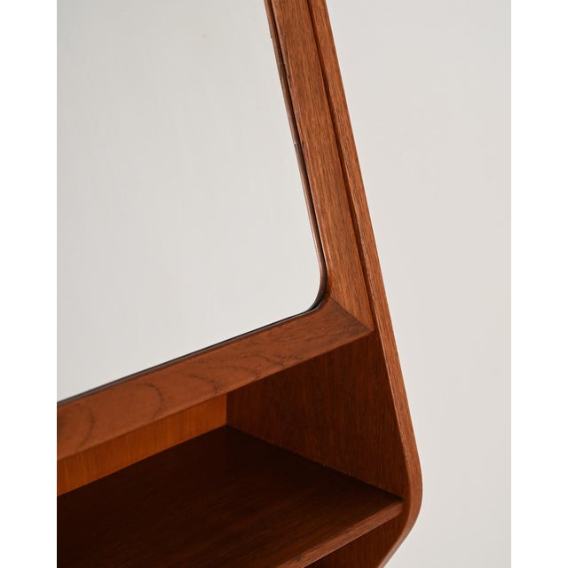 Scandinavian Teak Wall Mirror with Storage Compartment, 1960s For Sale - Image 3 of 9