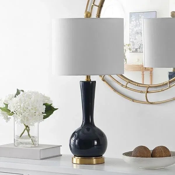 Contemporary Safavieh Gaetna Glass Table Lamp - Navy For Sale - Image 3 of 6