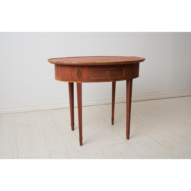 Brown Gustavian Side Table with Oval Table Top For Sale - Image 8 of 11