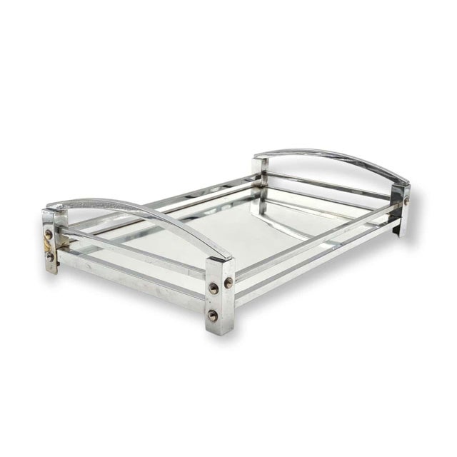Jacques Adnet, Modernist Mirrored Tray, Maison Adnet, France 1940 /1950 For Sale - Image 12 of 18