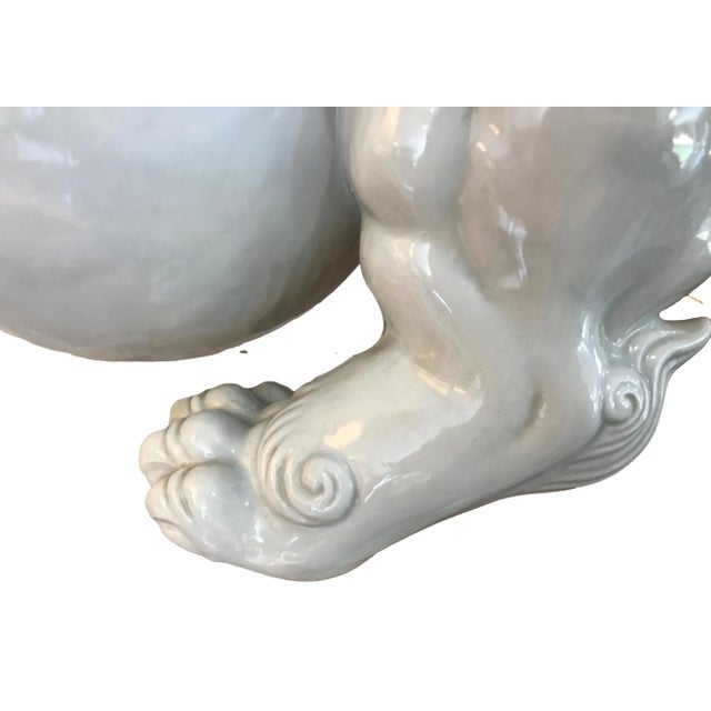 Light Gray Mid 19th Century Large Japanese Porcelain Foo Dog For Sale - Image 8 of 11