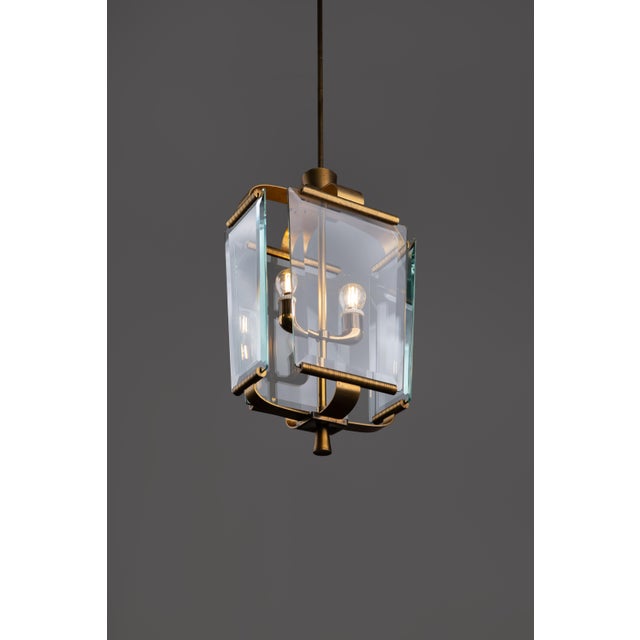 Art Deco Italian Brass and Glass Lantern, 1950s For Sale - Image 11 of 11