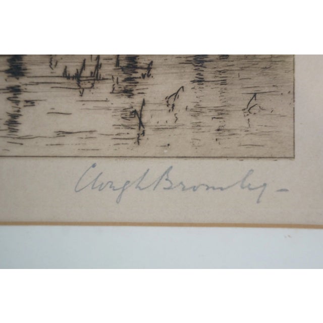 Wood Antique Clough Bromley Signed Old Manor Estate House Etching 16" For Sale - Image 7 of 11