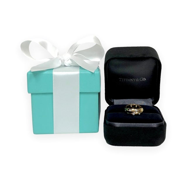 Gold Tiffany & Co. 18k Yellow Gold Etoile Crossover Diamond Band Ring Size 4.75 For Sale - Image 8 of 8