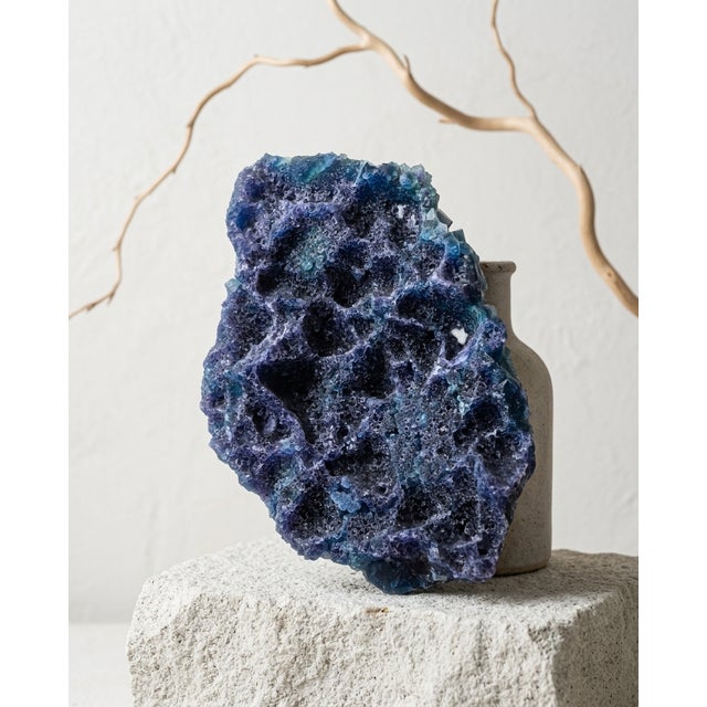 Dark Blue Cubic Fluorite Sculpture by Stillmantle For Sale - Image 4 of 4