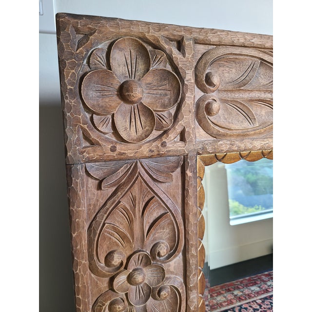 Harrison & Gil Dauphine Harrison & Gil Vintage Hand Carved Indonesian Bohemian Teak Mirror For Sale - Image 4 of 9