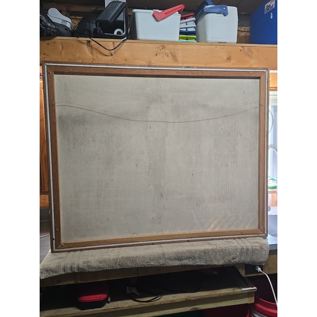 1970s Large Signed Lee Reynolds Original Oil Painting | Vanguard Studios | Mid-Century Modern Abstract Landscape For Sale - Image 5 of 7