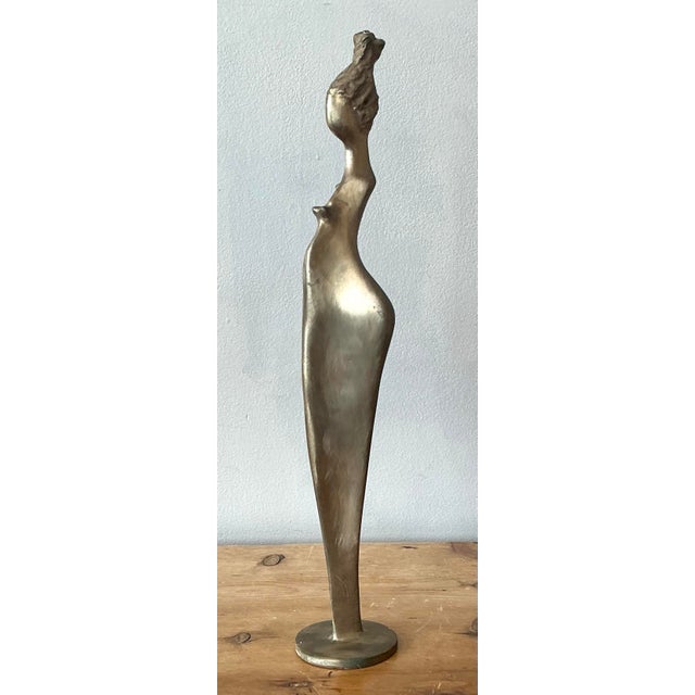 Vintage Brass Abstract Figurative of Woman For Sale - Image 10 of 12