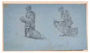 Alexandre Bida, Men, Pencil Drawing, Mid-19th Century