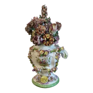 Early 19th Century English Georgian Longton Hall Porcelain Floral Encrusted Urn and Cover