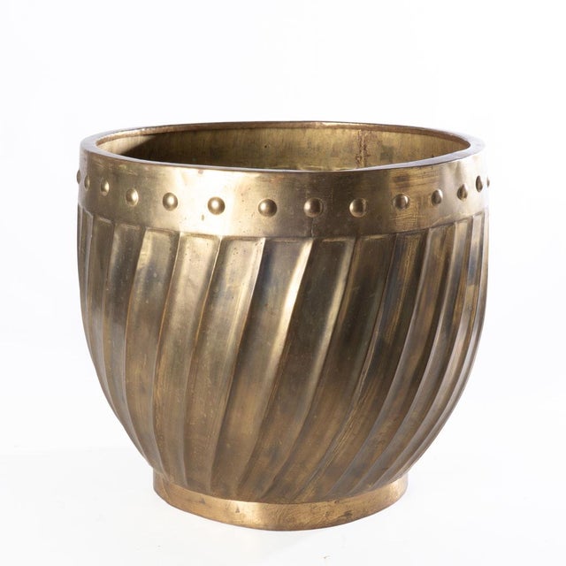 Gold Vintage Brass Jardinière Planter For Sale - Image 8 of 12
