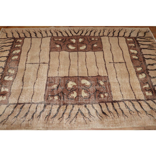 Mid-Century Modern Zabihi Collection Turkish Deco Zeki Muren Eclectic Rug For Sale - Image 3 of 8