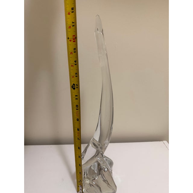 Daum France Art Glass Diving Dolphin Crystal Sculpture Figurine Signed 18in For Sale In Atlanta - Image 6 of 8