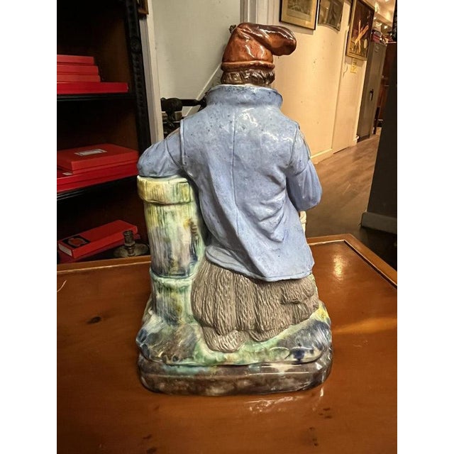 Majolica Fisherman and His Wife Figurine For Sale - Image 10 of 11