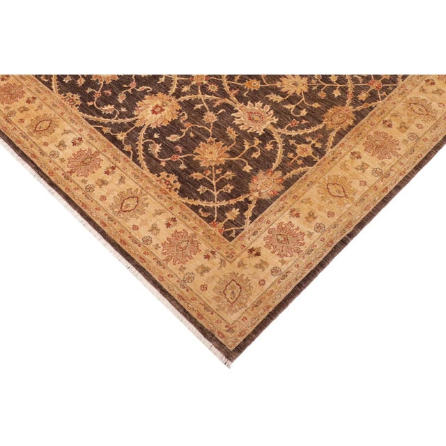 1990s Classic Ziegler Brown Tan Hand-Knotted Wool Rug - 8'2'' X 9'11'' For Sale - Image 5 of 8