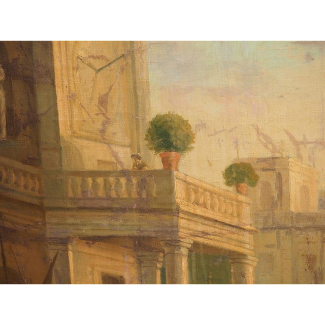 19th Century French Seaport Oil Painting After Claude Lorrain, 60.4 X 74.3 In For Sale - Image 15 of 18