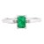 Classic 14k Gold Natural Emerald & Diamond Three Stone Ring Size 7 For Sale