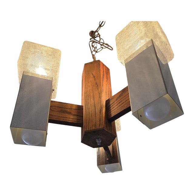Vintage 70s Space Age Brutalist "Ice Cube" Pendant Light Chandelier For Sale