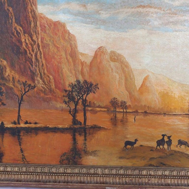 Monumental Antique Hudson River School Oil on Canvas Southwestern Landscape For Sale - Image 13 of 16