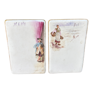 Pair of French Porcelain Menu Stands