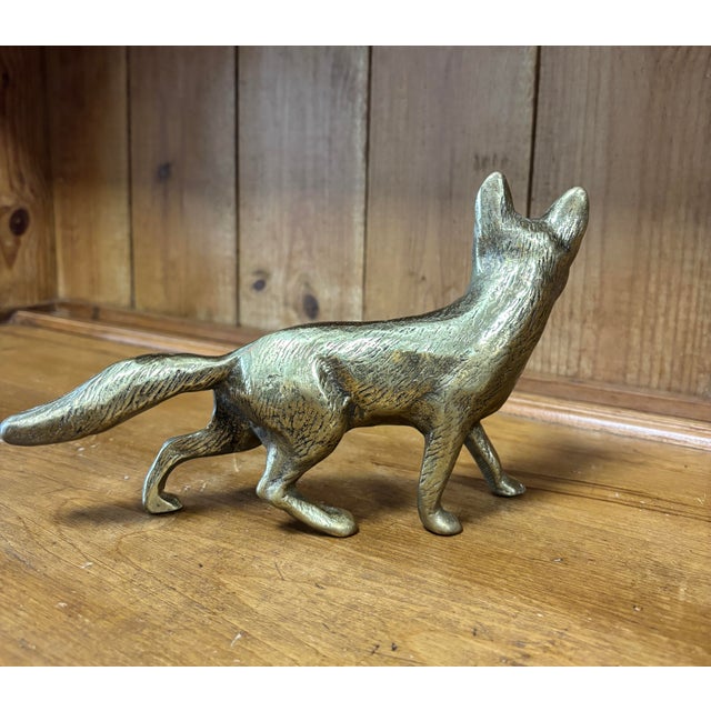 English Vintage English Brass Fox Figure For Sale - Image 3 of 6