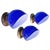 Italian Blue and White Glass & Sheet Metal Wall Light, 1930s, Set of 3 For Sale