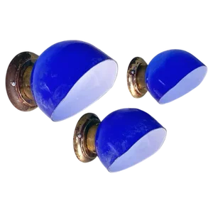Italian Blue and White Glass & Sheet Metal Wall Light, 1930s, Set of 3
