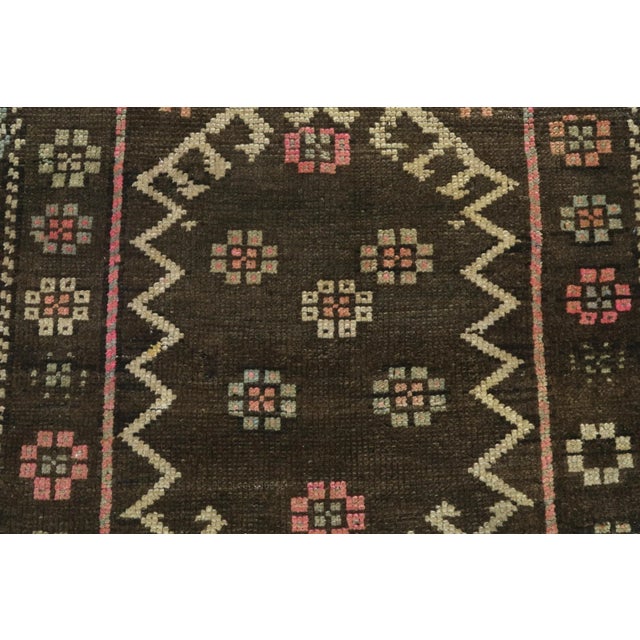 Vintage Turkish Handmade Brown Rug- 3′1″ × 4′8″ For Sale - Image 6 of 13