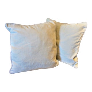 Pair of Transitional or Coastal Faded Blue Linen Mitchell Gold Pillows For Sale
