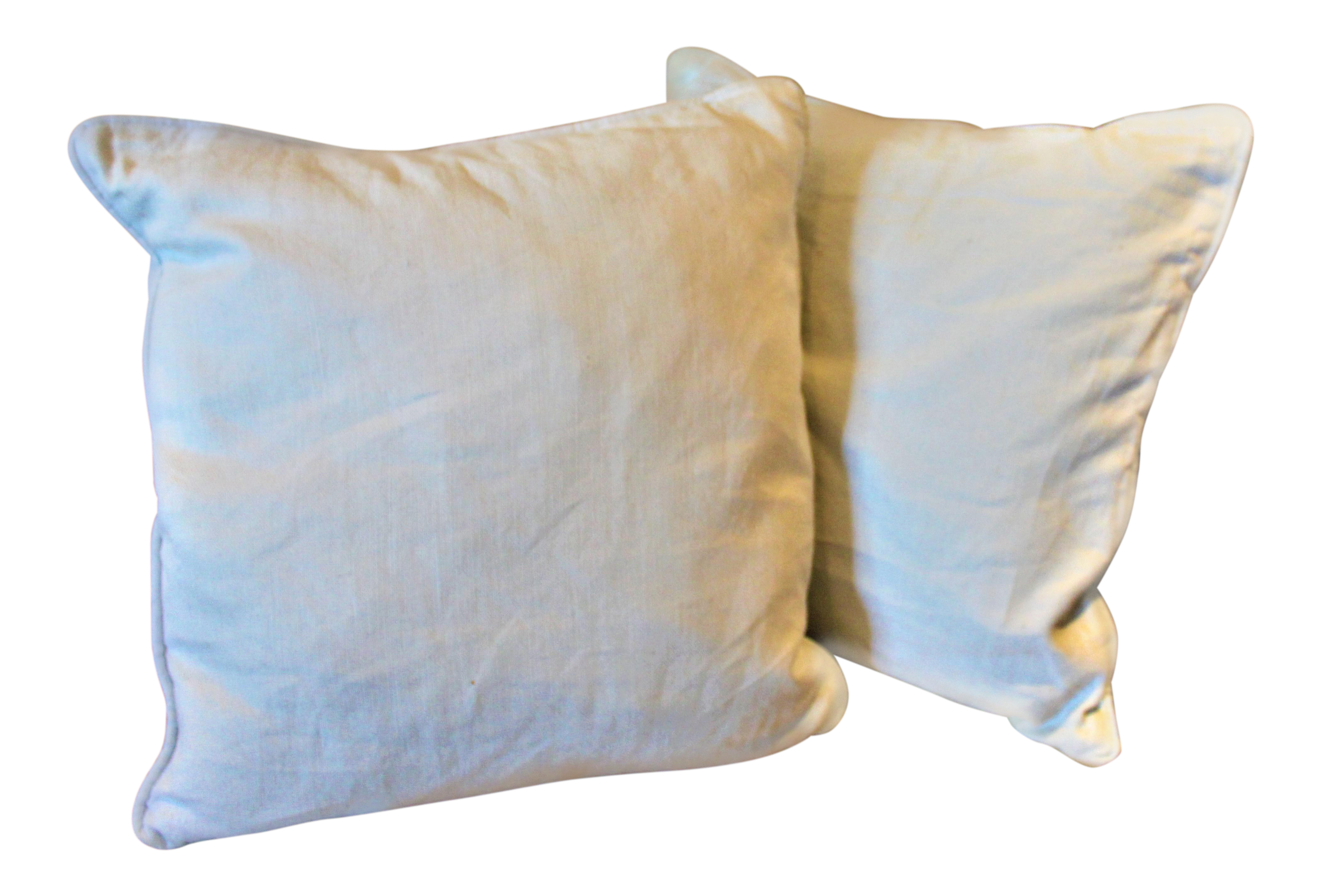 Transitional Faded Blue Linen Mitchell Gold Pillows a Pair Chairish