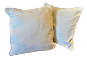 Transitional Faded Blue Linen Mitchell Gold Pillows - a Pair