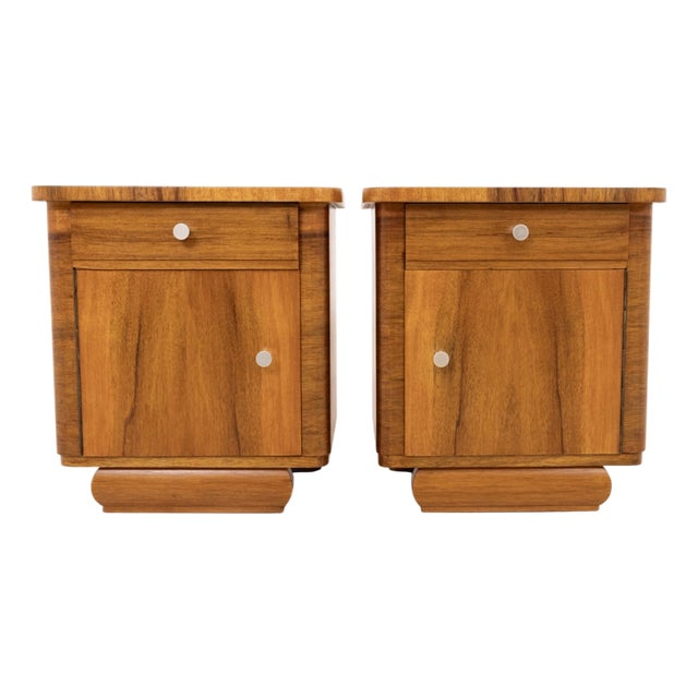 Mid-20th Century Wooden Bedside Tables, 1950s, Set of 2 For Sale