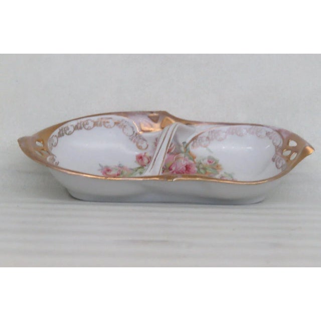 Mitchell Woodbury and Co Porcelain Roses Serving Candy Dish With Handle For Sale - Image 4 of 11