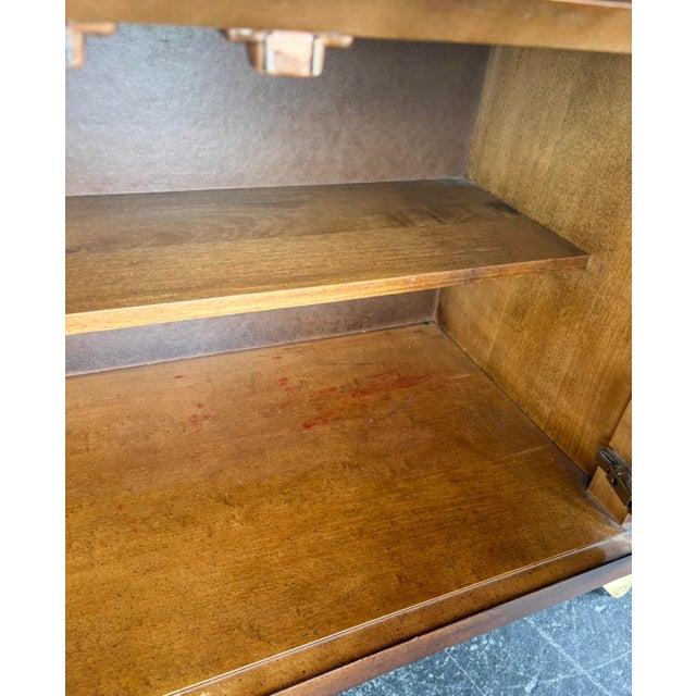 Century Burl & Smoked Glass Rolling Bar For Sale - Image 12 of 14