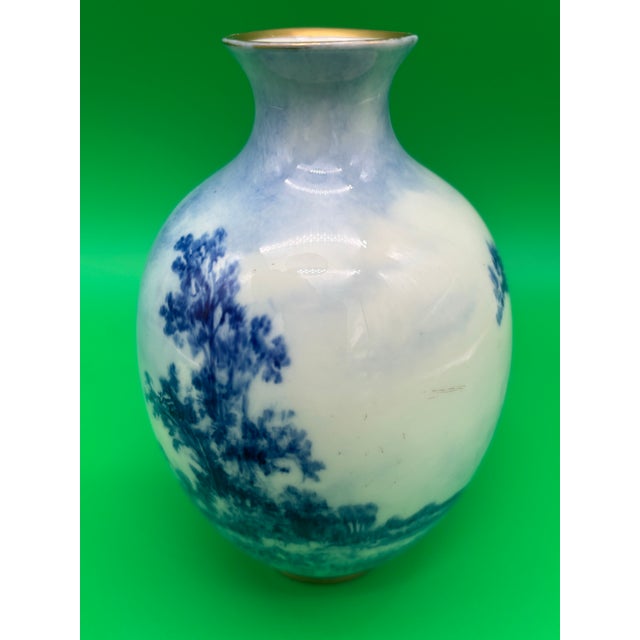 1889-1906 American Belleek Ceramic Art Co Early Lenox Blue Hand Painted Vase For Sale - Image 11 of 12