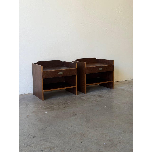 Pair of Mid 20th Century Danish Oak Nightstands by Denka – Vintage Scandinavian Bedside Tables For Sale - Image 4 of 10