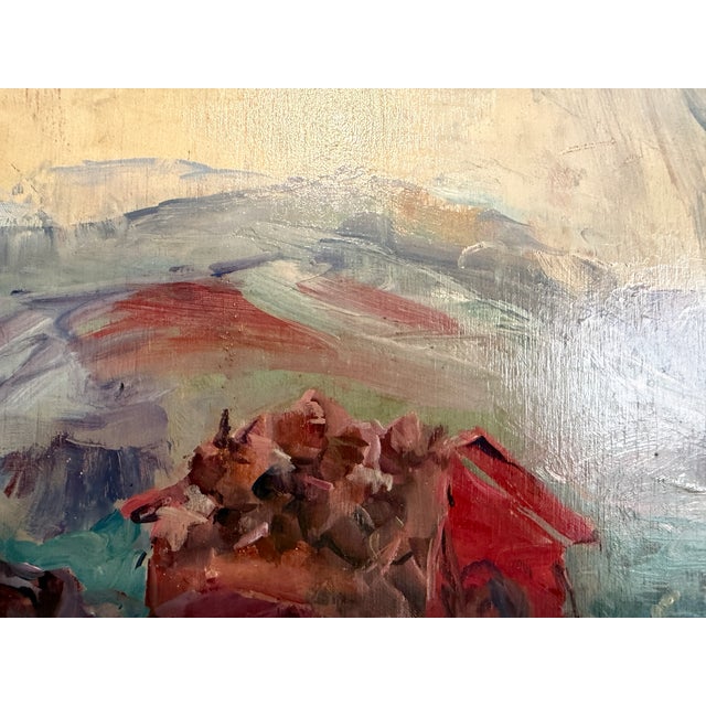 German School 1955 Signed Oil Painting Ox Cart Rural Landscape Framed Art For Sale - Image 4 of 10