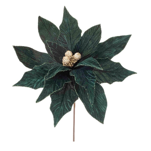2020s ForestGreen Poinsettia Stem (Set of 2) For Sale - Image 5 of 5