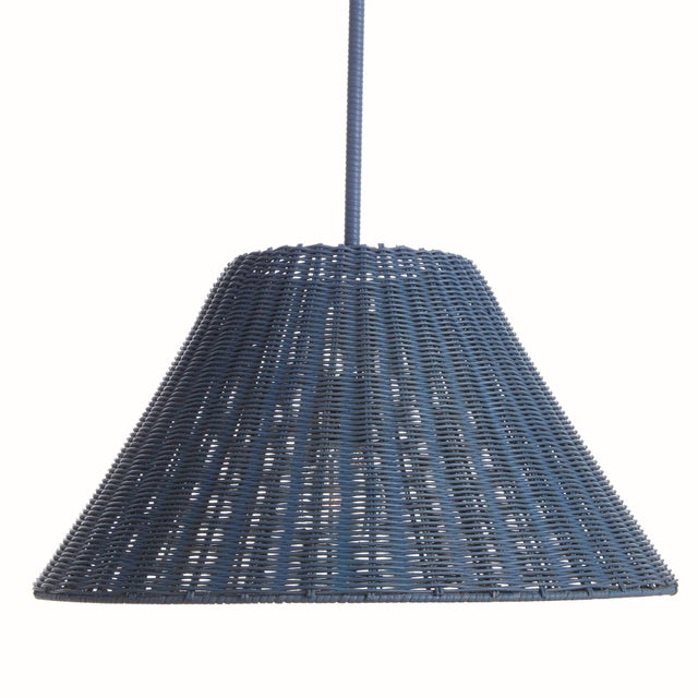 Make a color statement in rich navy with our hand woven rattan pendant. A striking tapered silhouette, this fixture is...