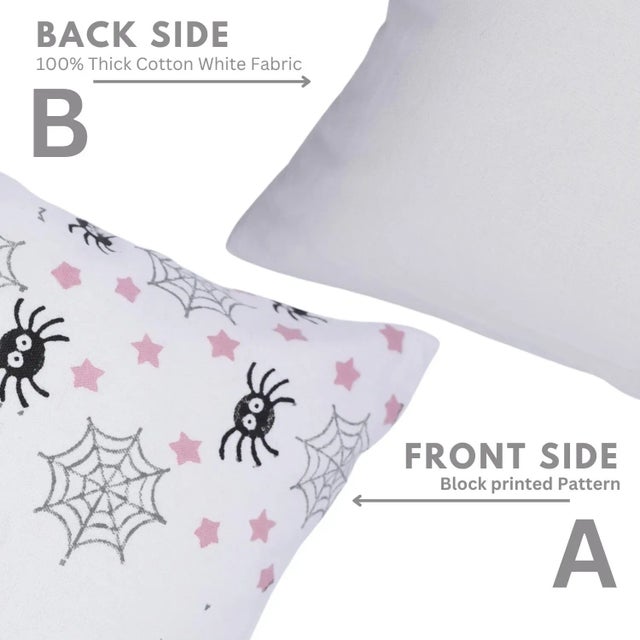 Fabdivine Spider Web Handmade Block Print Pillow Cover for Halloween Decor Size 14x36 For Sale - Image 4 of 6