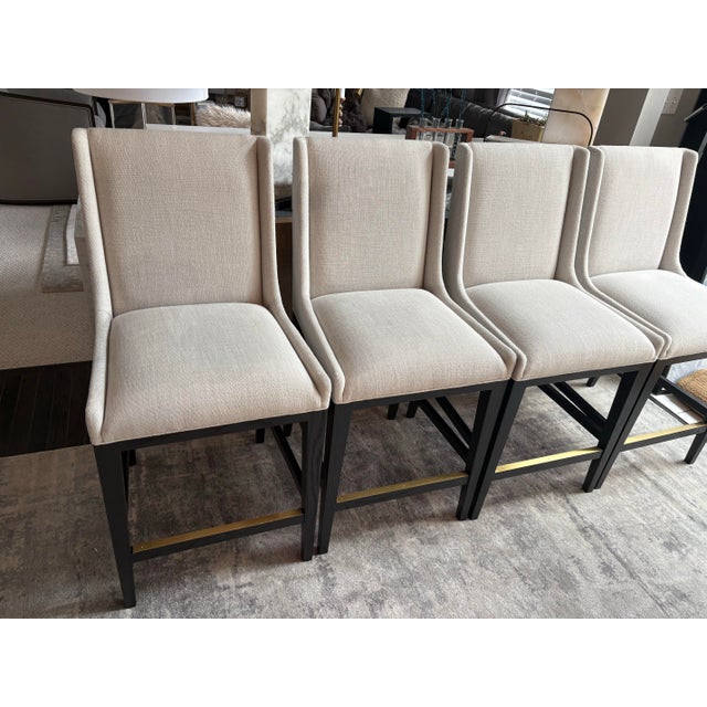 RH Leigh Armless Counter Stools - Set of 4 – Restoration Hardware — Finish: Waxed Black Oak | Fabric: Perennials®...