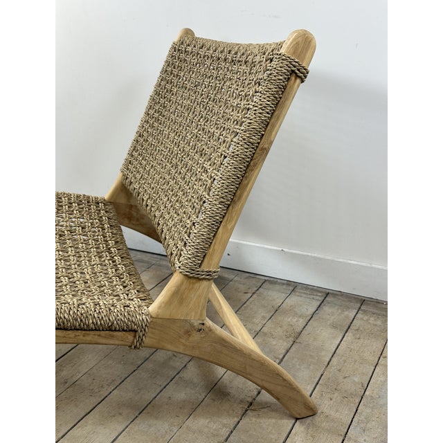 Lounge Chair in Teak and Woven Seagrass, 2000s For Sale - Image 4 of 10