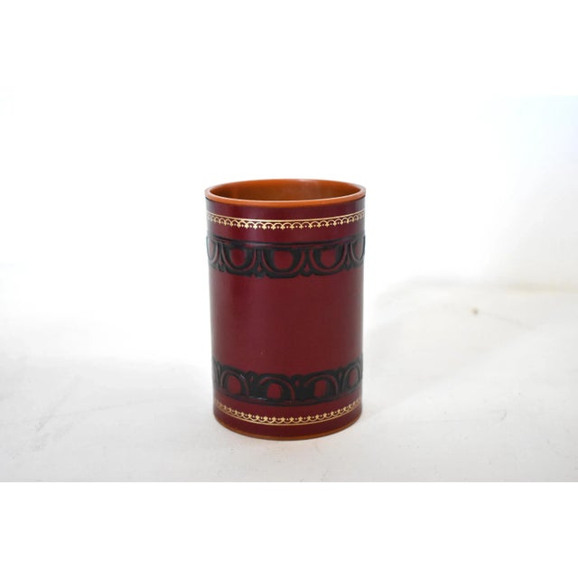 Vintage Red Leather Desk Set - Document Holder, Pencil Cup, and Letter Holder For Sale - Image 12 of 13