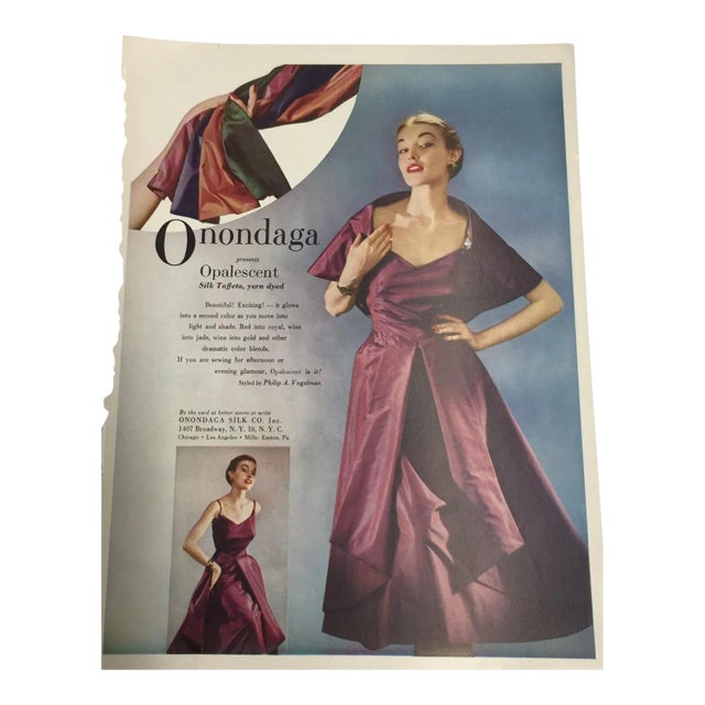 Vintage 1948 Onondaga Silks Ad Print For Sale