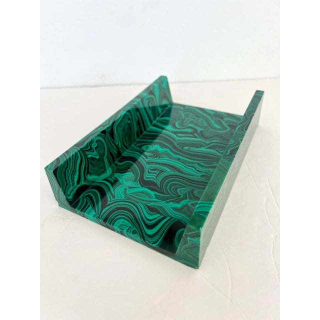 Contemporary Faux Malachite Towel Holder For Sale - Image 3 of 9