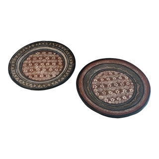Vintage Signed and Handpainted Mexican Pottery Plates- a Pair For Sale