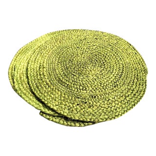 1960s Green Woven Round Placemats - Set of 6 For Sale